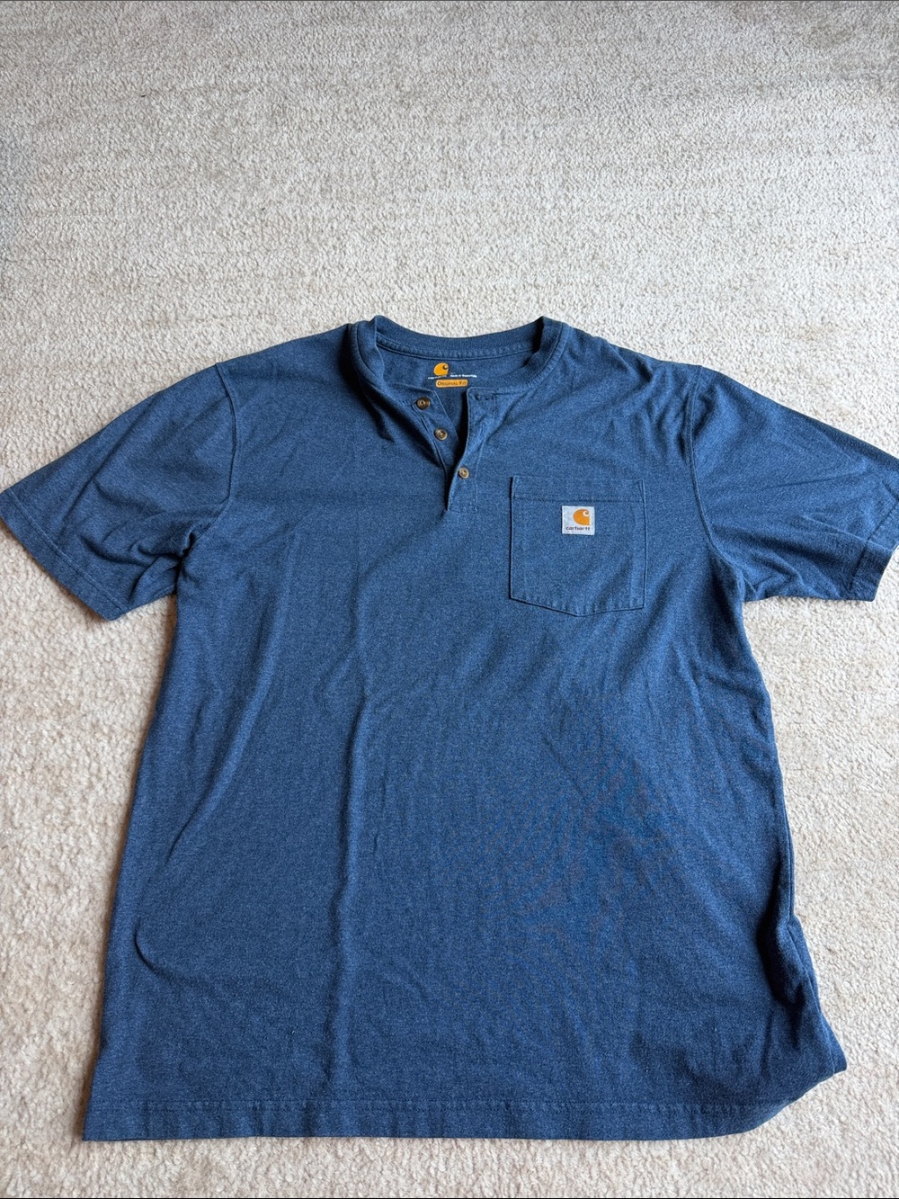Carhartt Short-Sleeve Henley Pocket Tee in Navy Blue